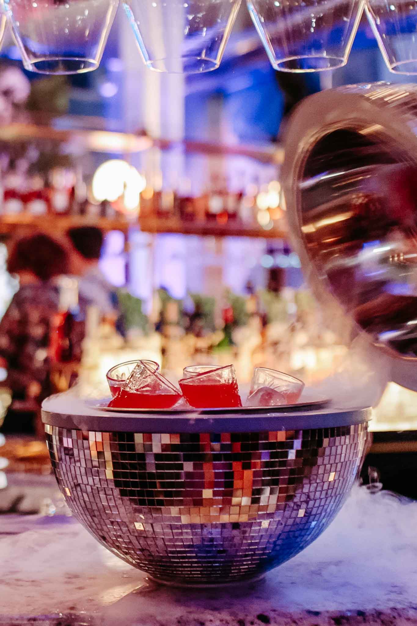 Cocktails in a disco ball